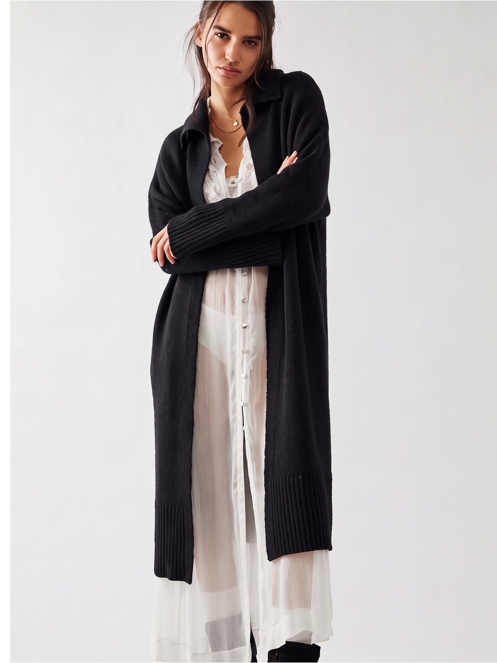 NWT FREE PEOPLE Night Owl Longline Cardigan